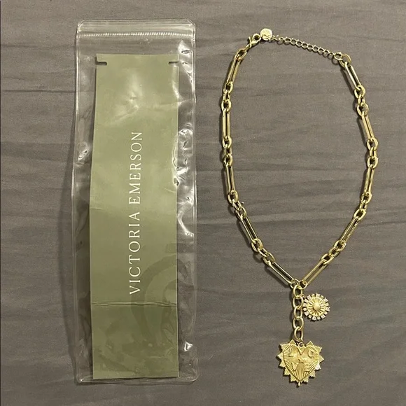 Victoria Emerson Gold Heart and Sunburst Necklace - Picture 1 of 4